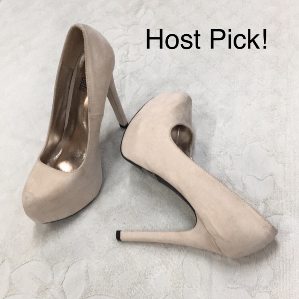 NWOT! Nude Suede Cushioned Stiletto High Heels